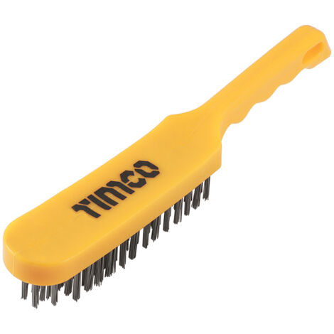 Wire brush for paint, rust and dirt removal – 6 rows – Moisture and chemical resistant ergonomic handle – For professional use – Timco