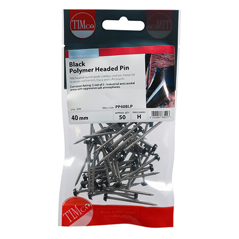 TIMCO Polymer Headed Pins A4 Stainless Steel Black - 40mm