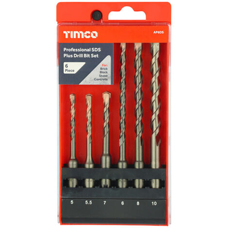 TIMCO Professional SDS Plus Drill Bit Set for Masonry, Tungsten Carbide Tipped - 5.0 x 10.0 - 6 Pieces
