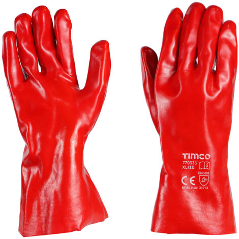 TIMCO PVC Gauntlet PVC Coated Cotton Interlock Gloves - X Large