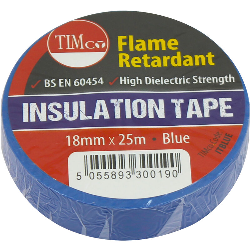 Timco - pvc Insulation Tape Blue 25m x 18mm (10 Pack)