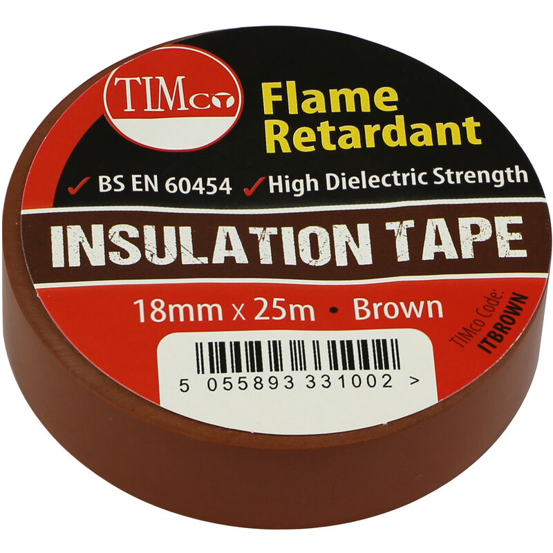 Timco PVC Insulation Tape Brown 25m x 18mm (10 Pack)