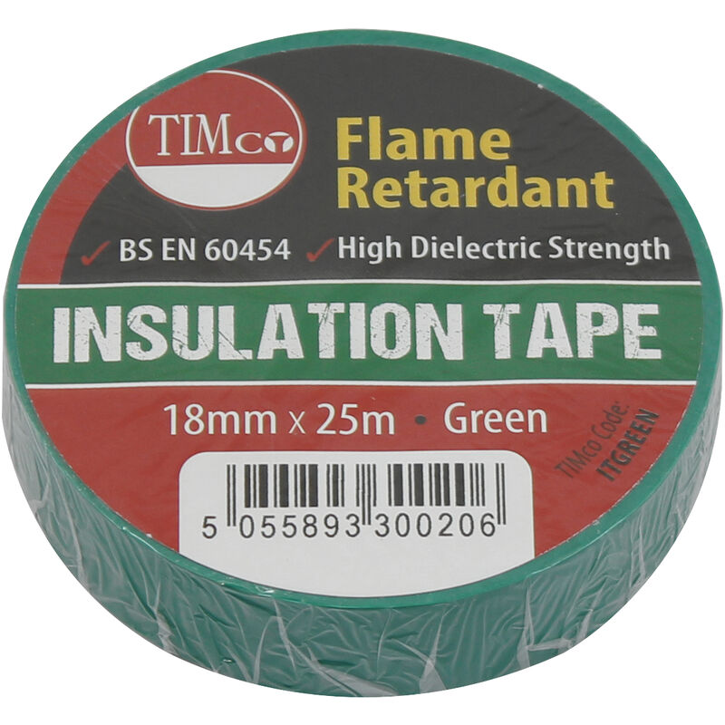 Timco - pvc Insulation Tape Green 25m x 18mm (10 Pack)