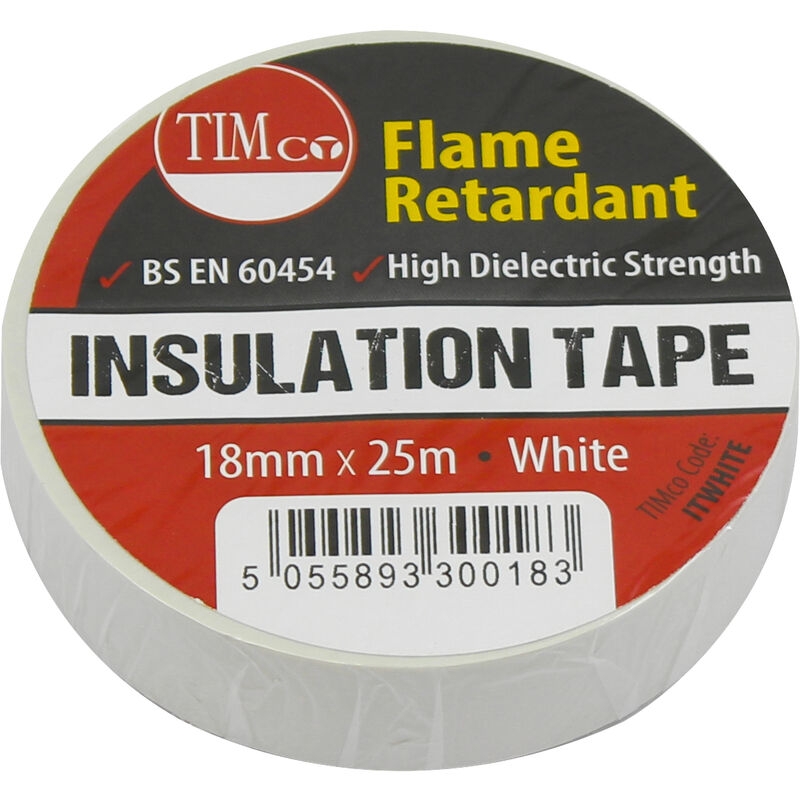 Timco - pvc Insulation Tape White 25m x 18mm (10 Pack)