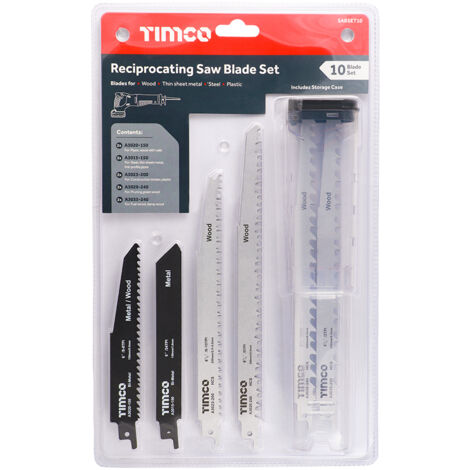 TIMCO Reciprocating Saw Blade Mixed Set Wood & Metal Cutting High Carbon Steel & Bi-Metal - Mixed