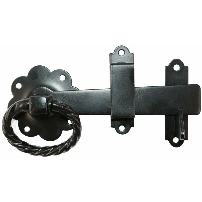 Taurus - Ring Gate Latch - Plain Type Ring 150mm (6inch) Epoxy Black - Pre-Packed (1 Pack)