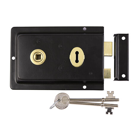 TIMCO Rim Sash Lock Fluted Black - 156 x 106mm