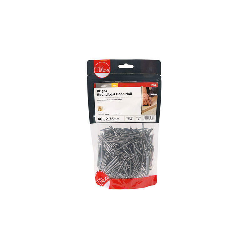 Timco - Round Lost Head Nails - Bright (Size 40 x 2.36 - 1 Kilograms)