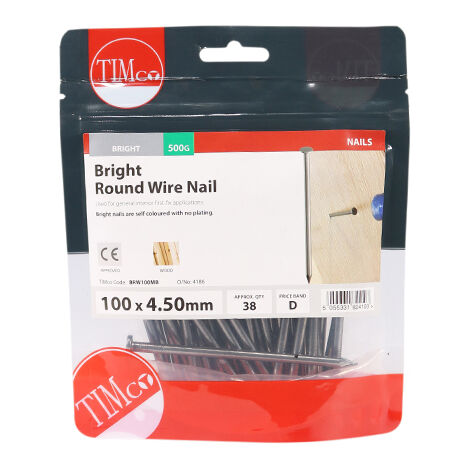 TIMCO Round Wire Nails Bright - 100 x 4.50