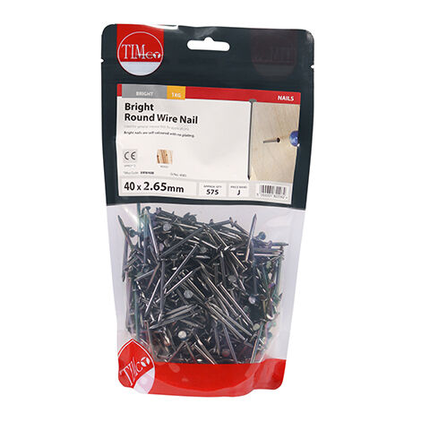 TIMCO Round Wire Nails Bright - 40 x 2.65