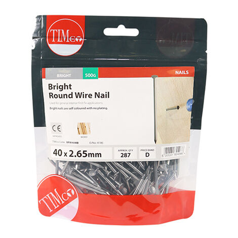 TIMCO Round Wire Nails Bright - 40 x 2.65