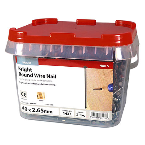 TIMCO Round Wire Nails Bright - 40 x 2.65