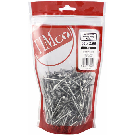 Timco Round Wire Nails - Galvanised (50 x 2.65mm) 50 Pack