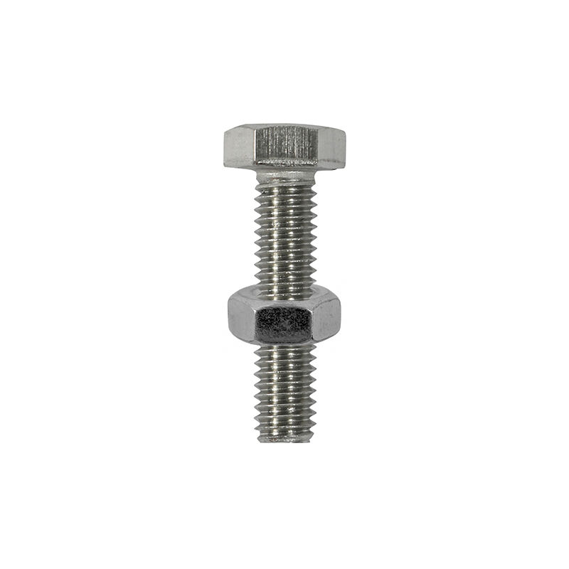 Timco - Set Screws DIN933 Hex & Nut DIN934 Silver A2 Stainless Steel - M6 x 20