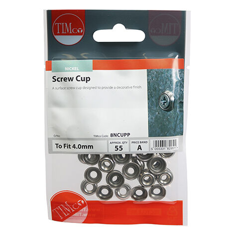TIMCO Screw Cups Nickel - To fit 8 Gauge Screws