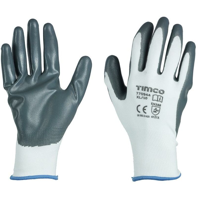 Timco - Secure Grip Gloves Smooth Nitrile Foam Coated Polyester Size X Large