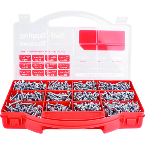 TIMCO Self-Tapping Silver Screws Mixed Tray -  1,305pcs