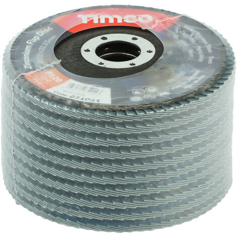 TIMCO Set of Flap Discs Zirconium Type 29 Conical P120 Grit - 115 x 22.23