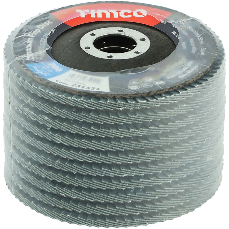 Set of Flap Discs Zirconium Type 29 Conical P80 Grit - 115 x 22.23 - Timco