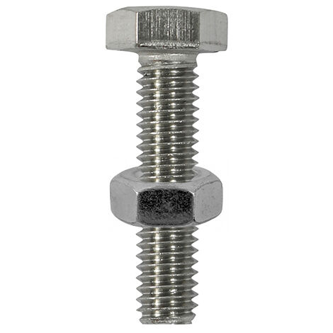 TIMCO Set Screws DIN933 Hex & Nut DIN934 Silver A2 Stainless Steel - M10 x 100