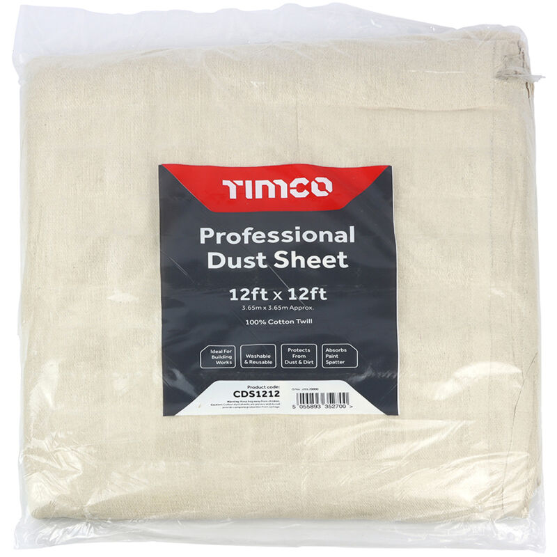 Timco - Professional Dust Sheet (Size 12ft x 12ft - 1 Each)
