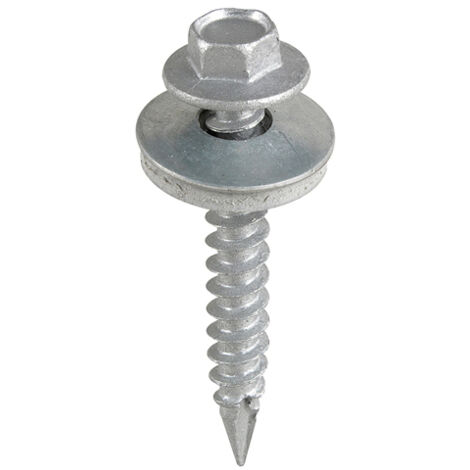 TIMCO Slash Point Sheet Metal to Timber Screws Exterior Silver with EPDM Washer - 6.3 x 32