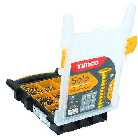 TIMCO Solo Countersunk Gold Woodscrews Mixed Tray - 1200pcs