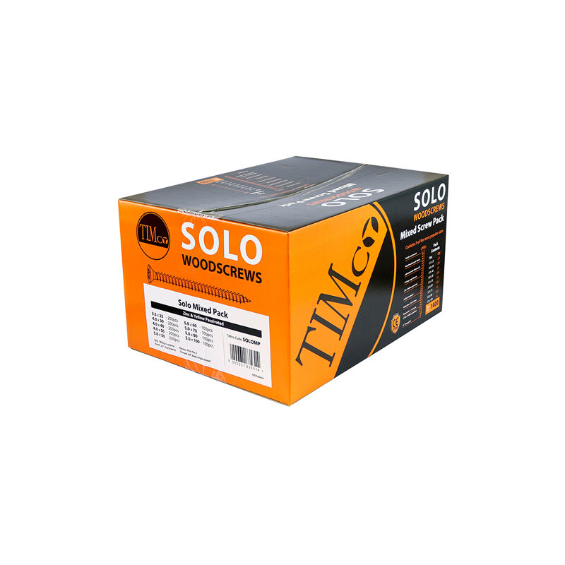 Timco - Solo Chipboard & Woodscrews - Mixed Pack - PZ - Double Countersunk - Yellow (Size 1400pcs - 1400 Pieces)