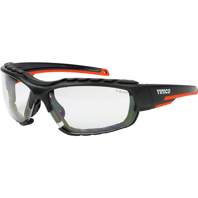 Timco - Sports Style Safety Glasses - With Foam Dust Guard - Clear (Size One Size - 1 Each)