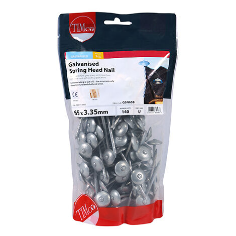TIMCO Spring Head Nails Galvanised - 65 x 3.35