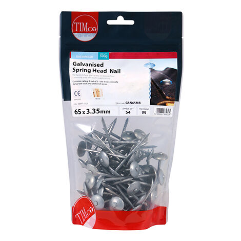 TIMCO Spring Head Nails Galvanised - 65 x 3.35