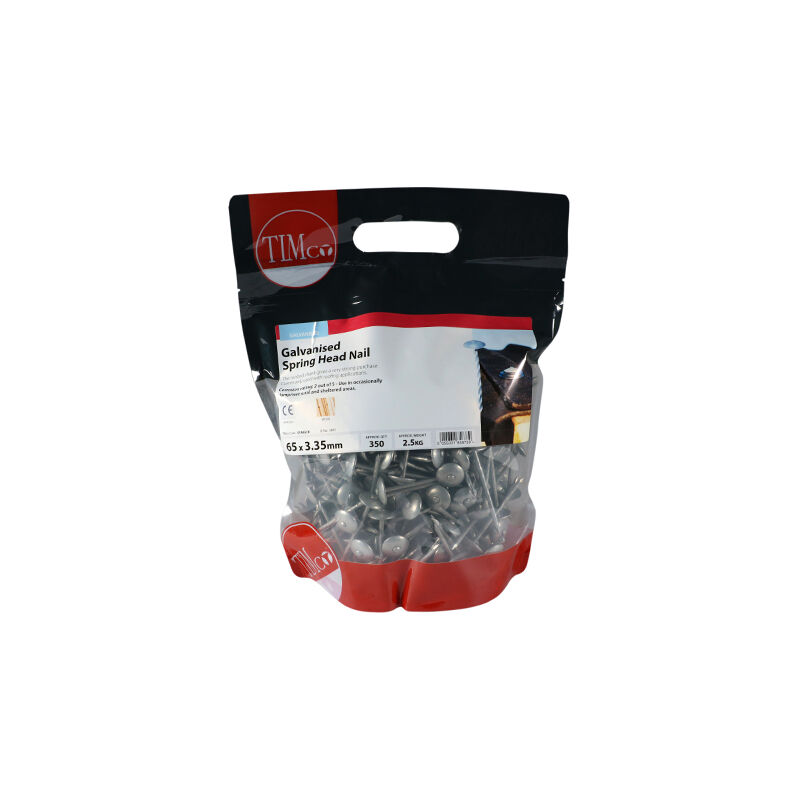 Timco - Spring Head Nails - Galvanised (Size 65 x 3.35 - 2.5 Kilograms)