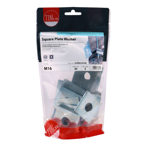 TIMCO Square Plate Washers Silver - M16 x 50 x 50 x 3