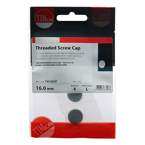 TIMCO Threaded Screw Caps Solid Brass Satin Chrome - 16mm