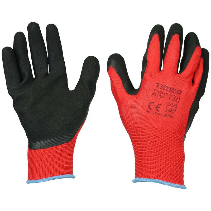 Timco - Toughlight Grip Gloves Sandy Latex Coated Polyester Size X Large