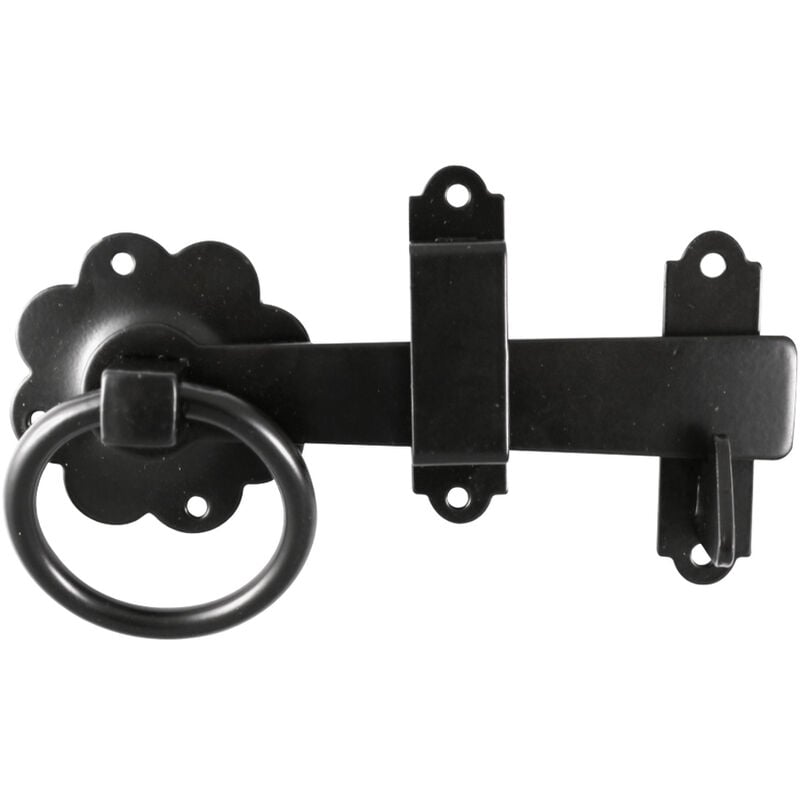 Taurus - Ring Gate Latch - Twisted Type Ring 150mm (6inch) Epoxy Black (1 Pack)
