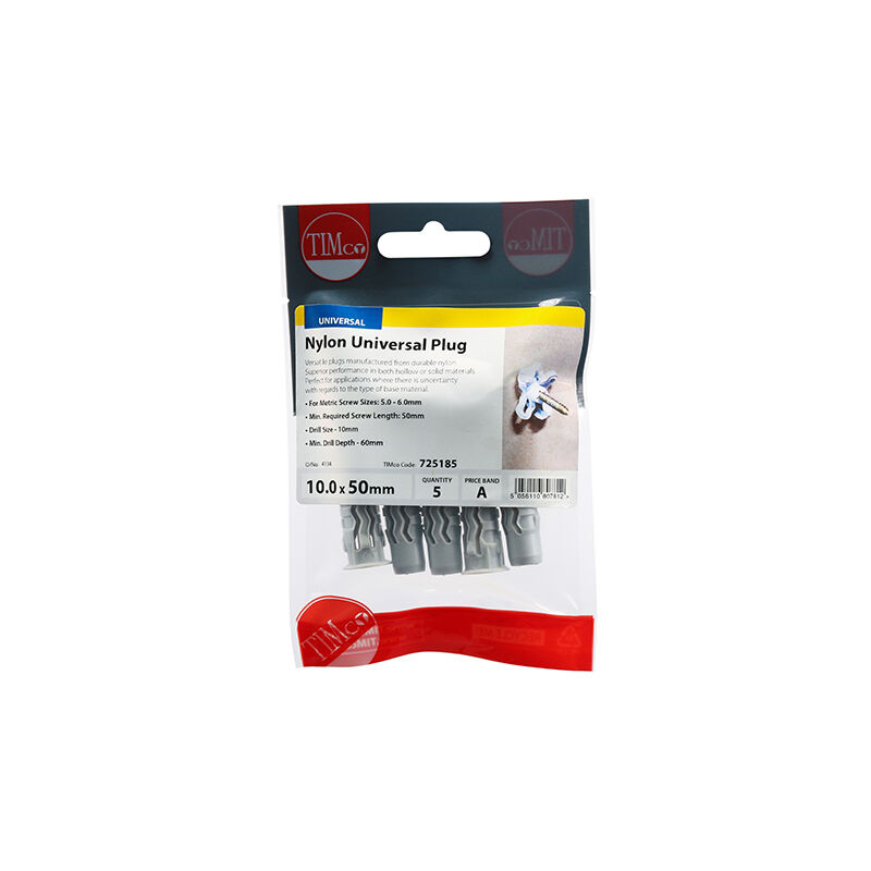 Timco - Nylon Universal Plugs (Size 10.0 x 50 - 5 Pieces)