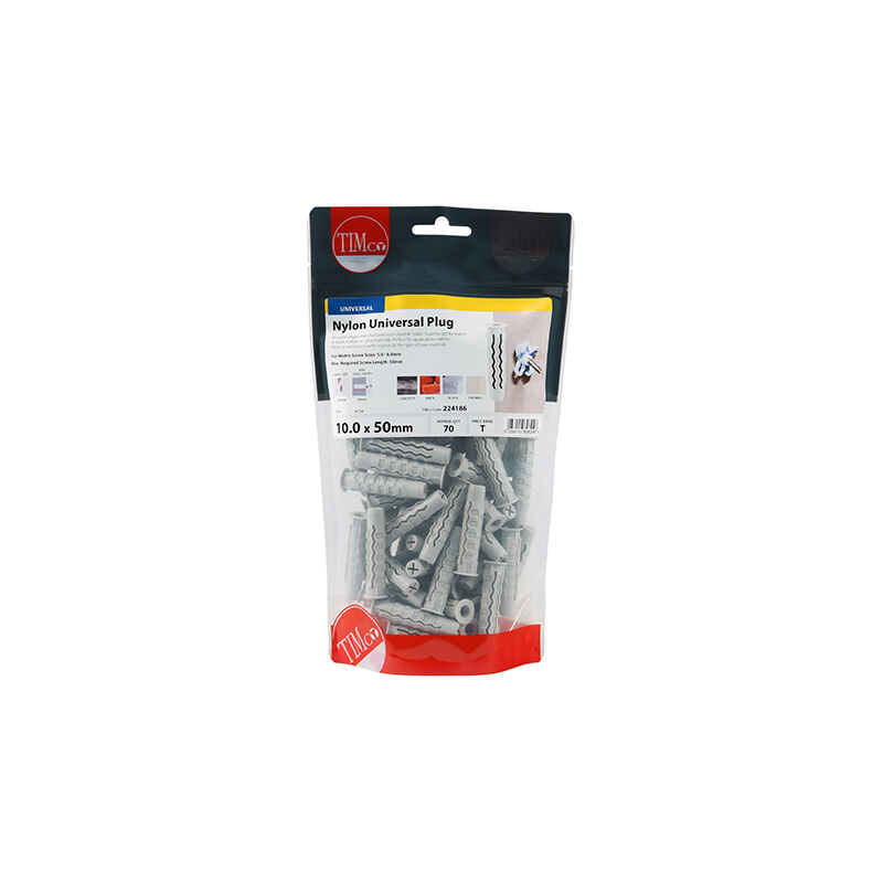 Timco - Nylon Universal Plugs (Size 10.0 x 50 - 70 Pieces)