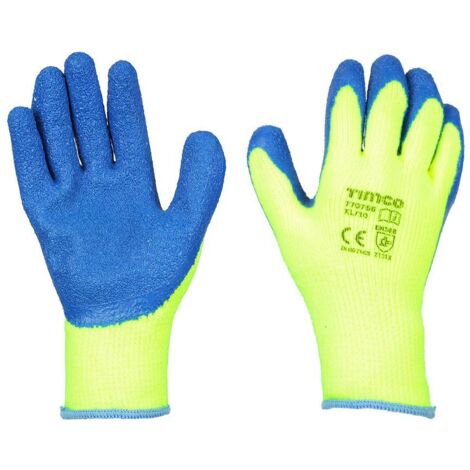 TIMCo Warm Grip Gloves Crinkle Latex Coated Polyester Size X Large