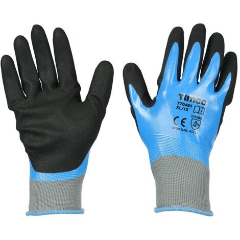 TIMCo Waterproof Grip Gloves Sandy Nitrile Foam Coated Polyester Size X Large