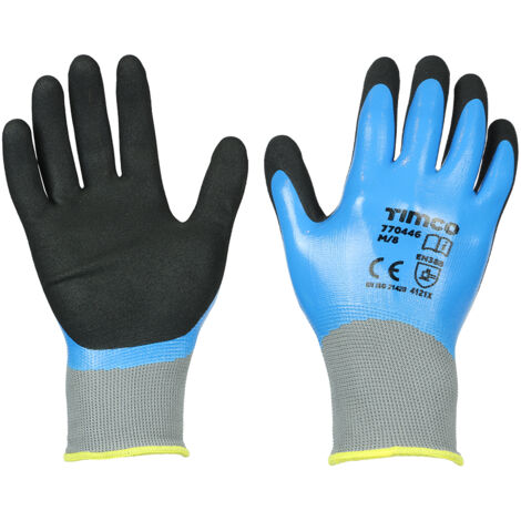TIMCO Waterproof Grip Sandy Nitrile Foam Coated Polyester Gloves - Medium