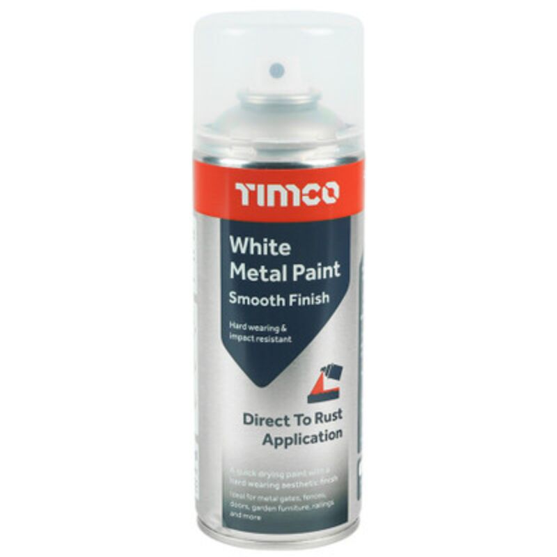 Timco - White Metal Paint Smooth Finish 380ml (1 Pack Can)