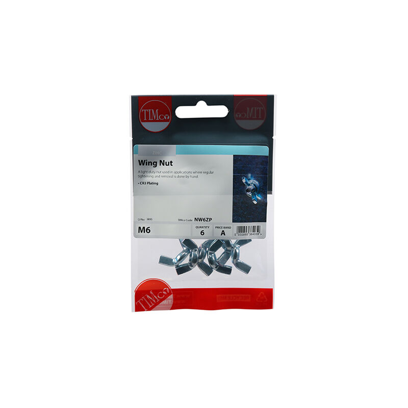 Timco - Wing Nuts - Zinc (Size M6 - 6 Pieces)