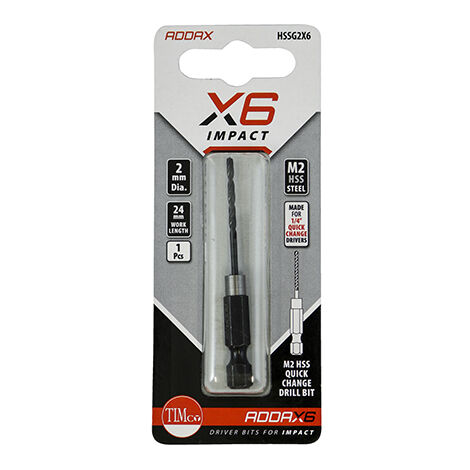 TIMCO X6 HSS Impact Drill Bits - 2.0mm