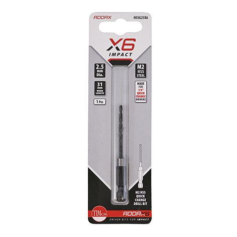 TIMCO X6 HSS Impact Drill Bits - 2.5mm