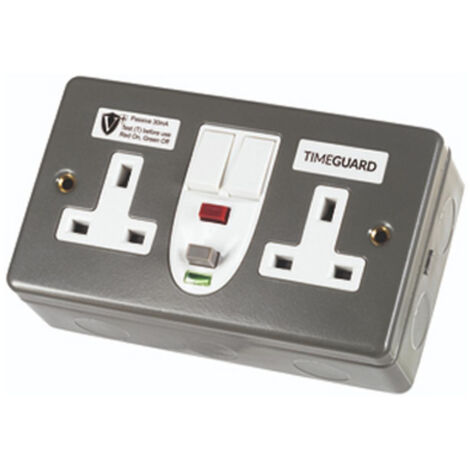 Timeguard Valiance+ RCD08MPVN RCD-Protected Double Gang Metal Switched Socket Passive