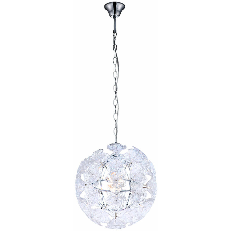 Image of Lampada a sospensione fiori lampada da sala da pranzo lampada a sospensione a sospensione palla soggiorno, design rosa, 1x E27, DxH 33x97 cm