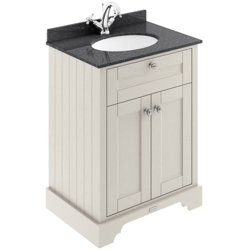 Old London Timeless Sand 600mm 2 Door Vanity Unit with Black Marble Top and Basin with 1 Tap Hole - LOF421