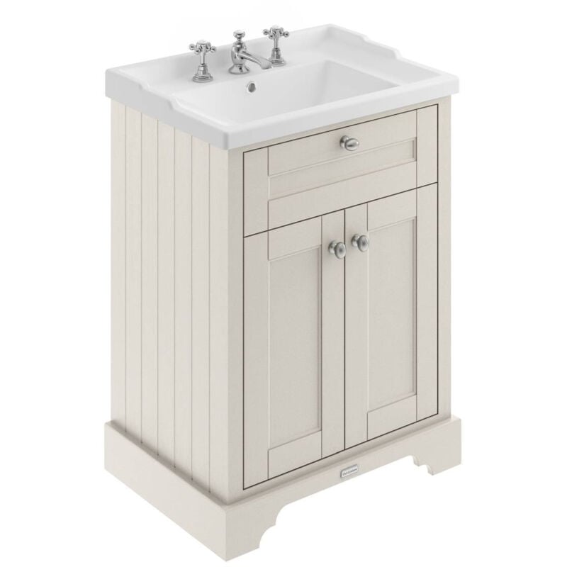 Old London Timeless Sand 600mm 2 Door Vanity Unit and Basin with 3 Tap Holes - LOF433