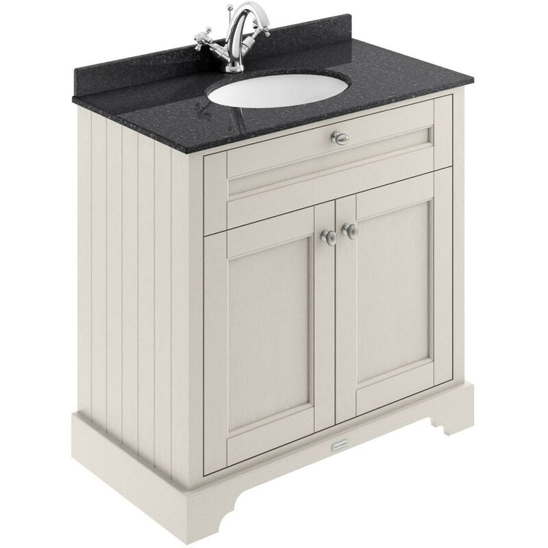 Old London Timeless Sand 800mm 2 Door Vanity Unit with Black Marble Top and Basin with 1 Tap Hole - LOF427